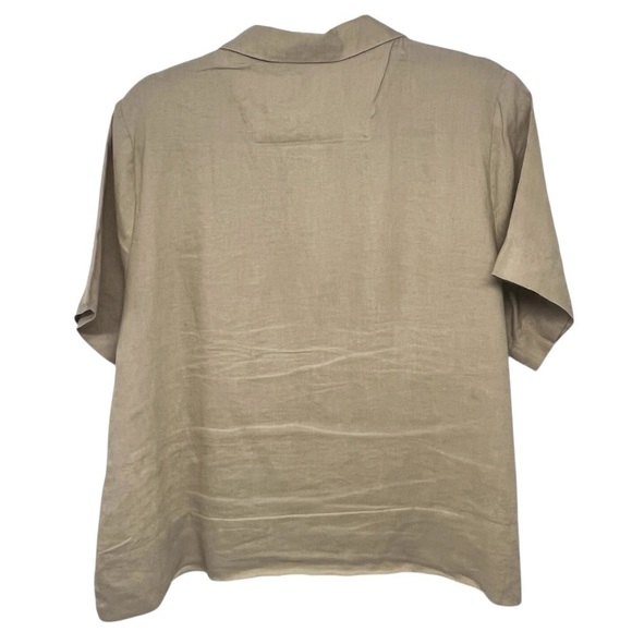 Quince 100% Organic Linen Short Sleeve Button Front Boxy Casual Shirt Women Larg - Picture 9 of 13